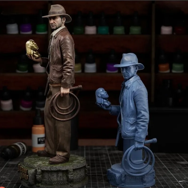 1/24 Indiana Jones Cowboy Explorer żywiczna figurka zmontowany zestaw modeli do składania chłopiec Hobby miniaturowy niezmontowany i niepomalowany