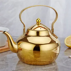 Stainless Steel Water Kettle Teapot With Infuser Filter Gold Color Coffee Kettle Green/Oolong Tea Pot Home Office Cookware Tools