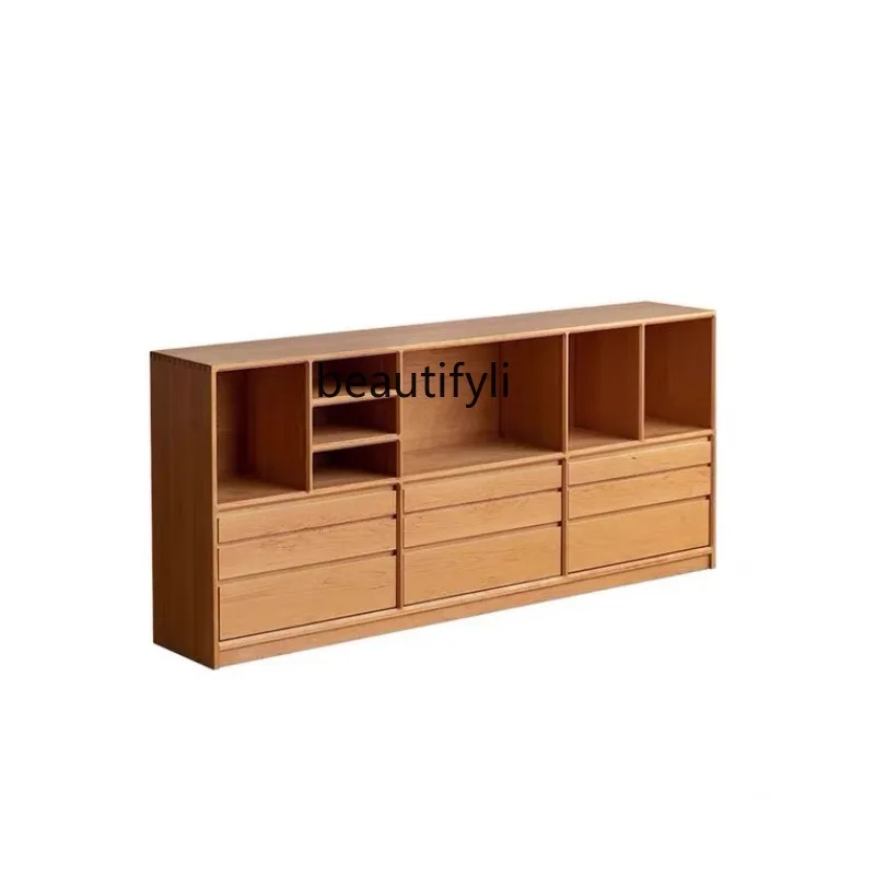 

Solid Wood Bookcase Floor Standing Storage Cabinet Combination Bookshelf Storage Cabinet Simple Modern Low Bookcase