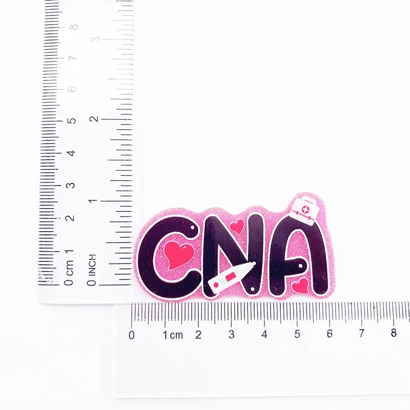 1PC 53MM Pink Glitter Acrylic MA CNA RN BSN LPN Nurse Nursing Student Charm Fit DIY ID Card Badge Holder Jewelry Making Gift