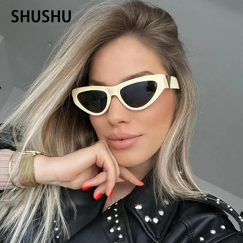 FC90 Green Cat Eye occhiali da sole donna 2023 New Trendy Small Frame occhiali da sole per donna Luxury Brand Sunglass Men UV400