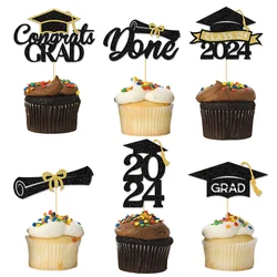 12PC/Pack Graduation Party Cake Toppers 2024 Congratulations Graduation for Students Graduation Party Cake Decoration Supplies