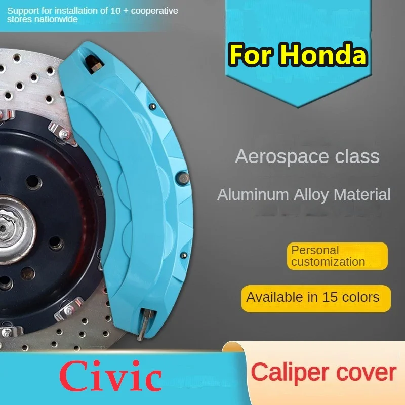 For Honda Civic Car Brake Caliper Cover 3D Aluminum Metal Kit Fit 1.6 2004 1.8L 2006 1.3L 2007 2008 2009 2.0L TYPE-S 2012