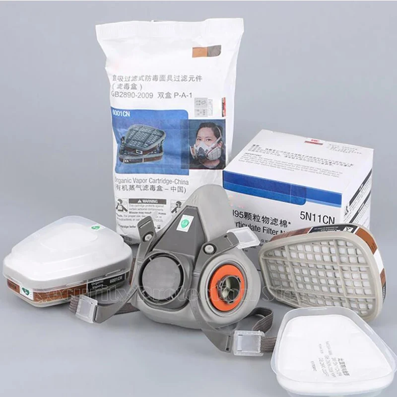 6200 Mask 17in1 6200 Half Facepiece Gas Mask Respirator With 6001/2091 Filter Fit Painting Spraying Dust Proof For 3M