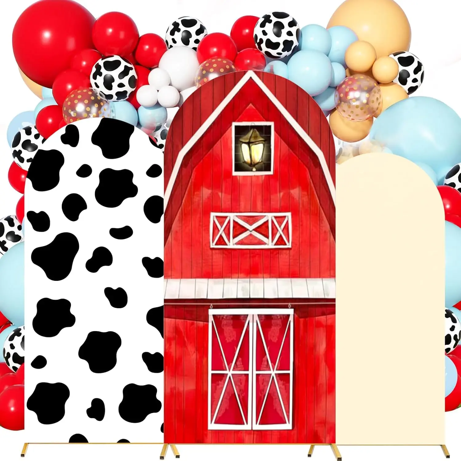 

LS Custom 2-Sided Farm Barn Door Kids Birthday Party Baby Shower Covers Chiara Arch Wall Background Decor Backdrop Photo