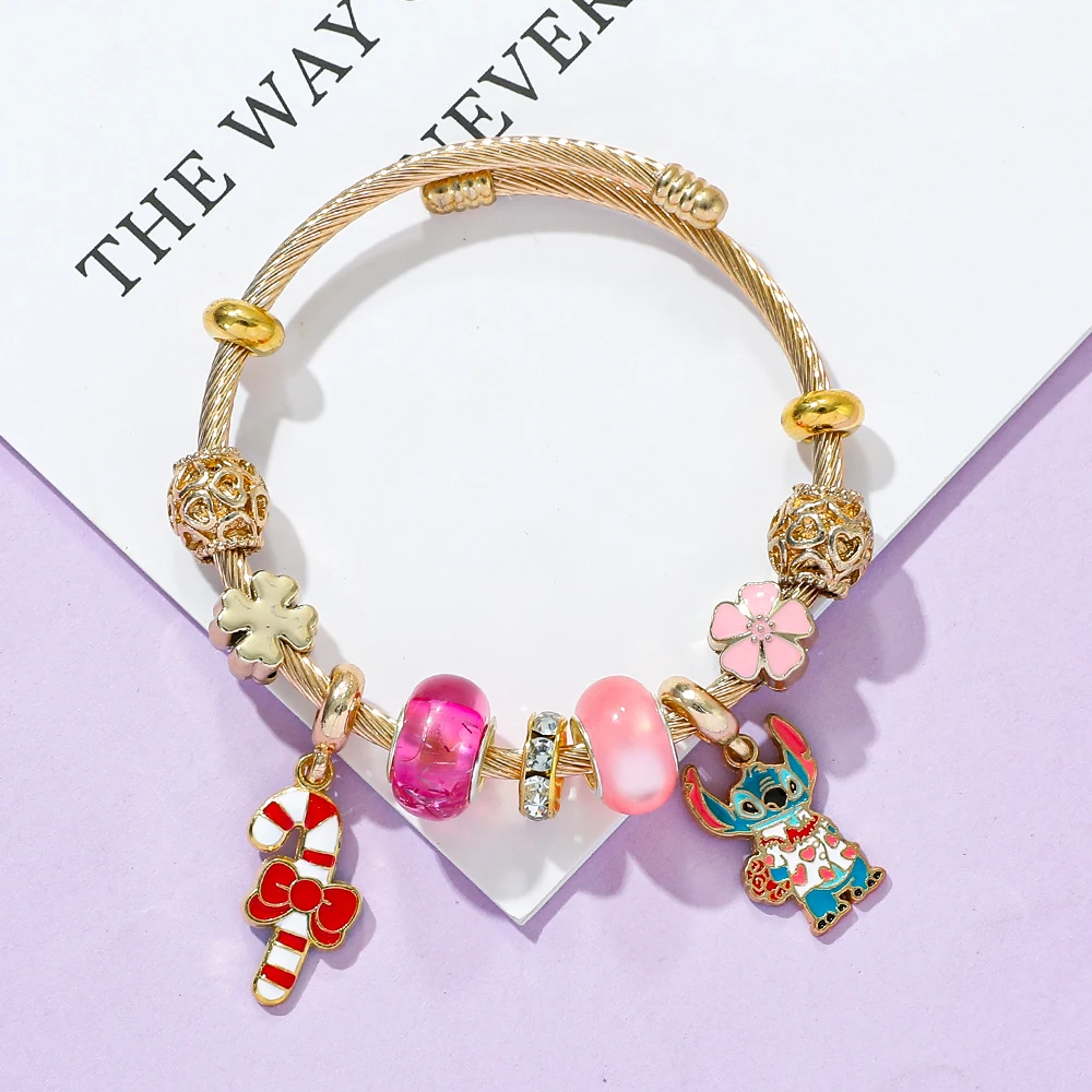 

Disney Lilo & Stitch Classics Cartoon Figure Bracelet Compact Lovely Stitch Bangle Accessory for Friend Birthday Party Toy Gift