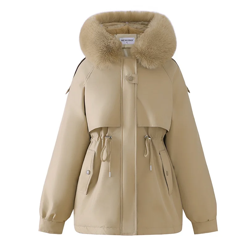 Vielleicht 2025 Women Winter Jacket Coat Casual Parkas Fur Collar Removable Wool Liner Hooded Outwear Cotton Warm Coats Female