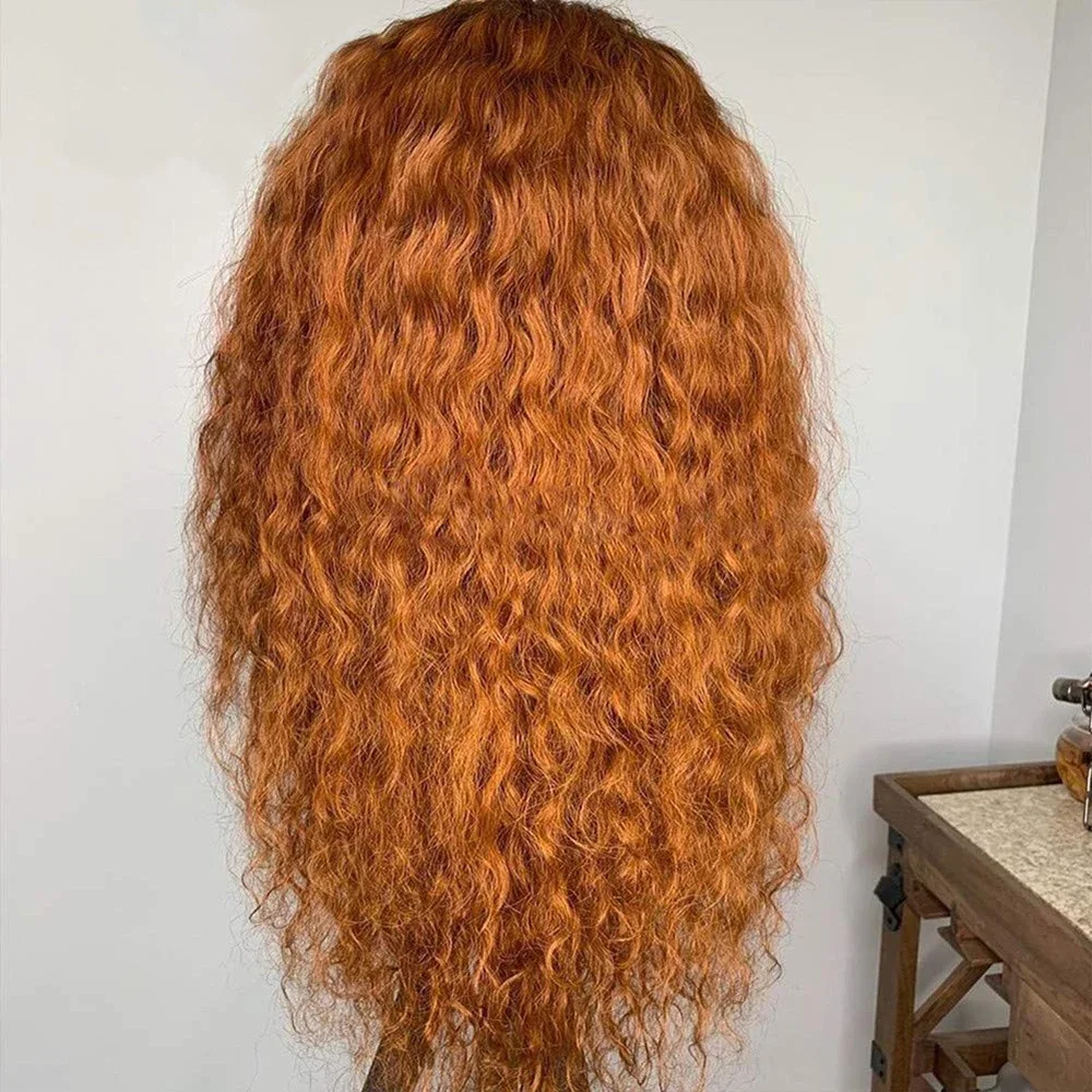 Laranja macio 26 Polegada preplucked longo 180 densidade kinky encaracolado perucas dianteiras do laço profundo para mulheres com cabelo do bebê sem cola diariamente