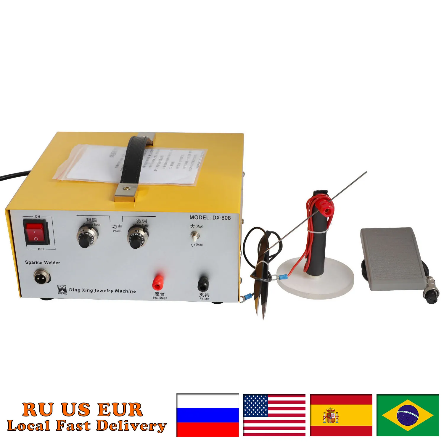 Electric Sparking Pulse Arc Welding Machine, Jewelry Tool, Spot Welder with Foot Pedal for Gold,Silver, 800W, 0.5-80A