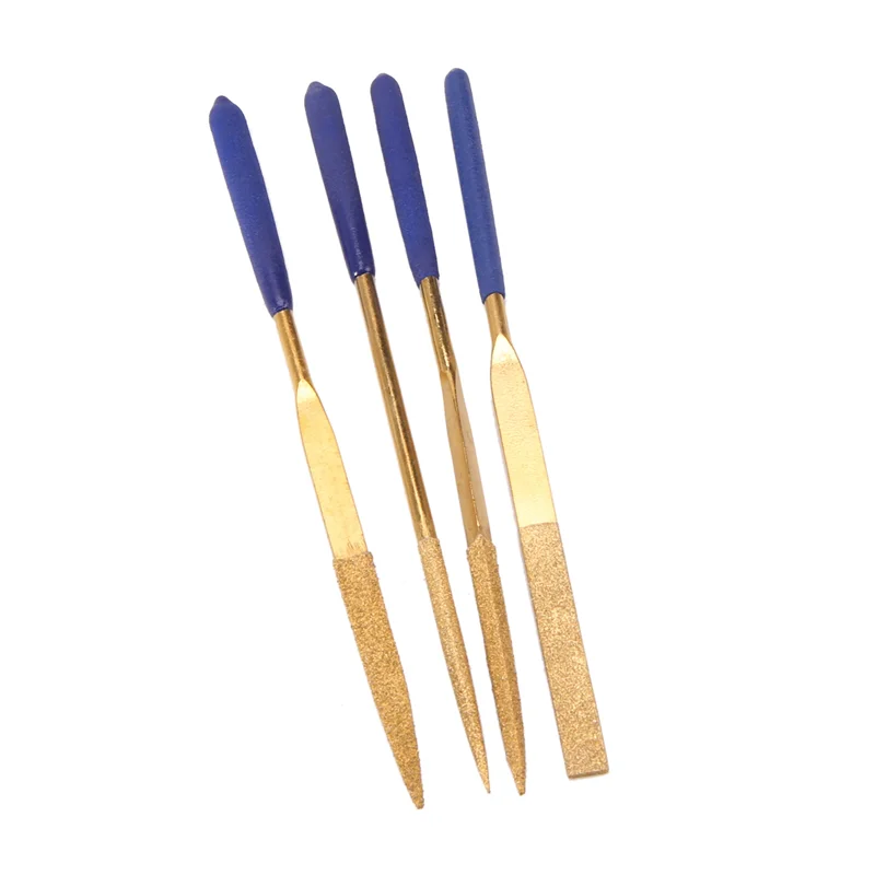 12Pcs Titanium Coated Diamond Files Set Soft Rubber Handles Variety Shapes Diamond Needle Files For Metal Glass Ceramics