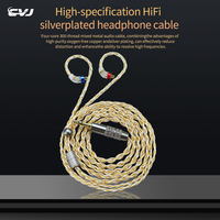 CVJ HBK08 high-specification Earphone Cable 4 core 300 strand silver plated braided design Swappable 3.5mm/4.4mm plugs available