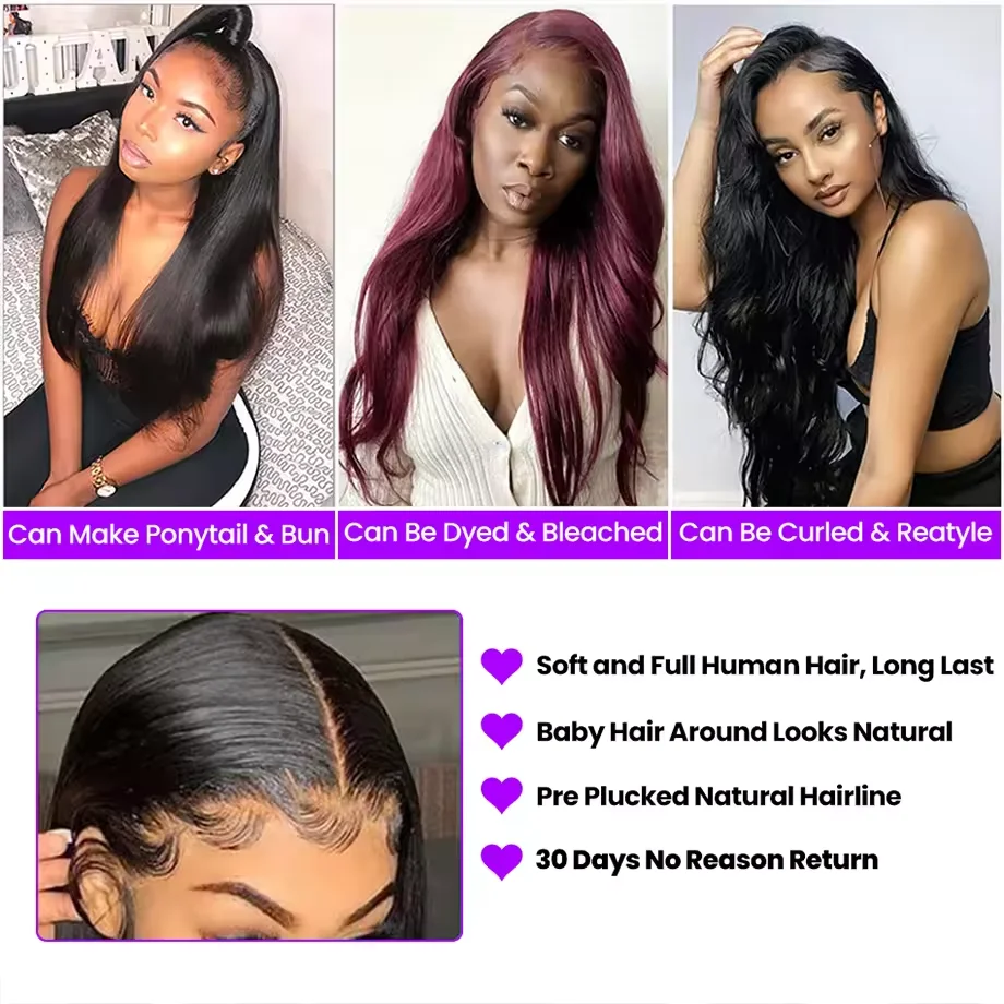 Straight Lace Front Wig Full Lace Human Hair Wigs For Women Human Hair 40 Inch 13x4 Bone Straight Human Hair Hd Lace Frontal Wig image 5