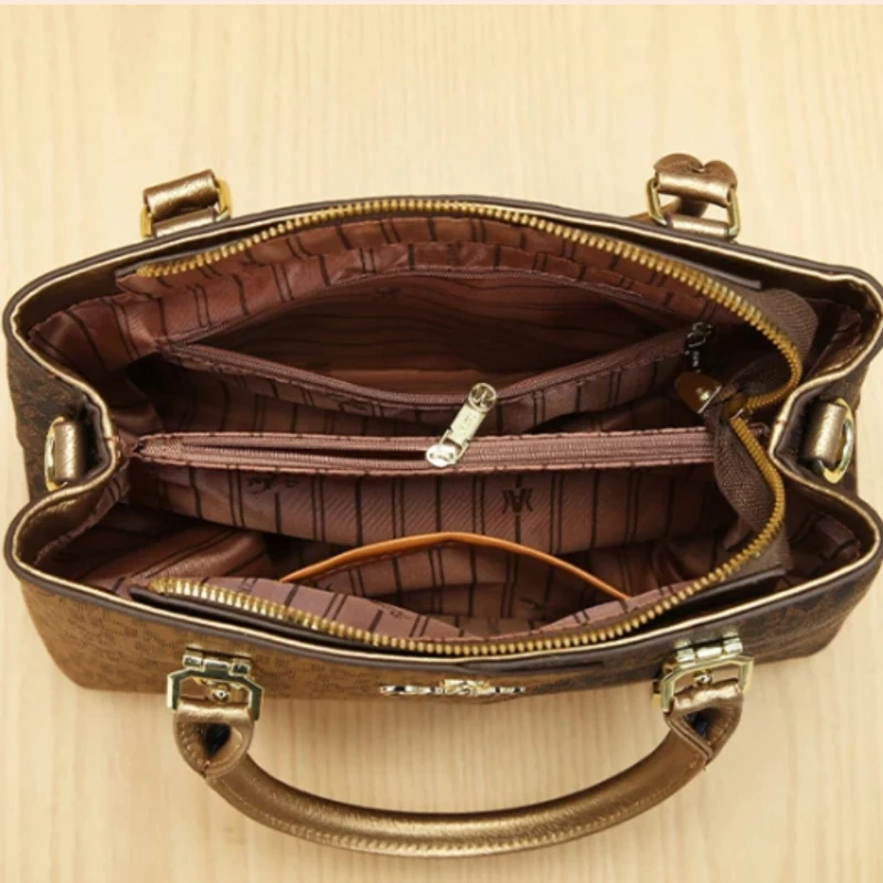 3-piece women's bag set, luxury premium leather printed women's handbags, large-capacity bags practical for daily use and travel