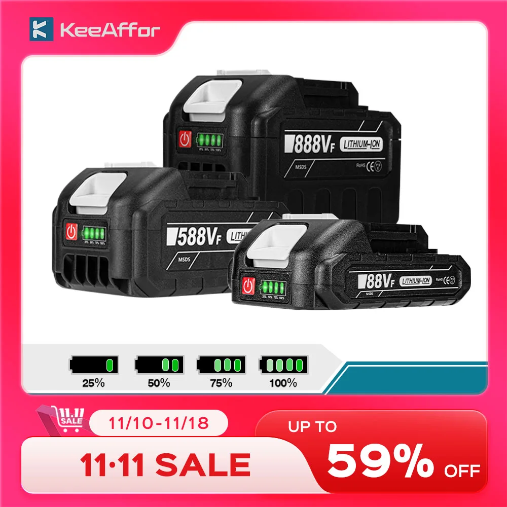 KEEAFFOR baterai Lithium Ion 22500mAh 15000mAh 7500mAh dapat diisi ulang untuk Makita kunci pas listrik alat listrik baterai 18V