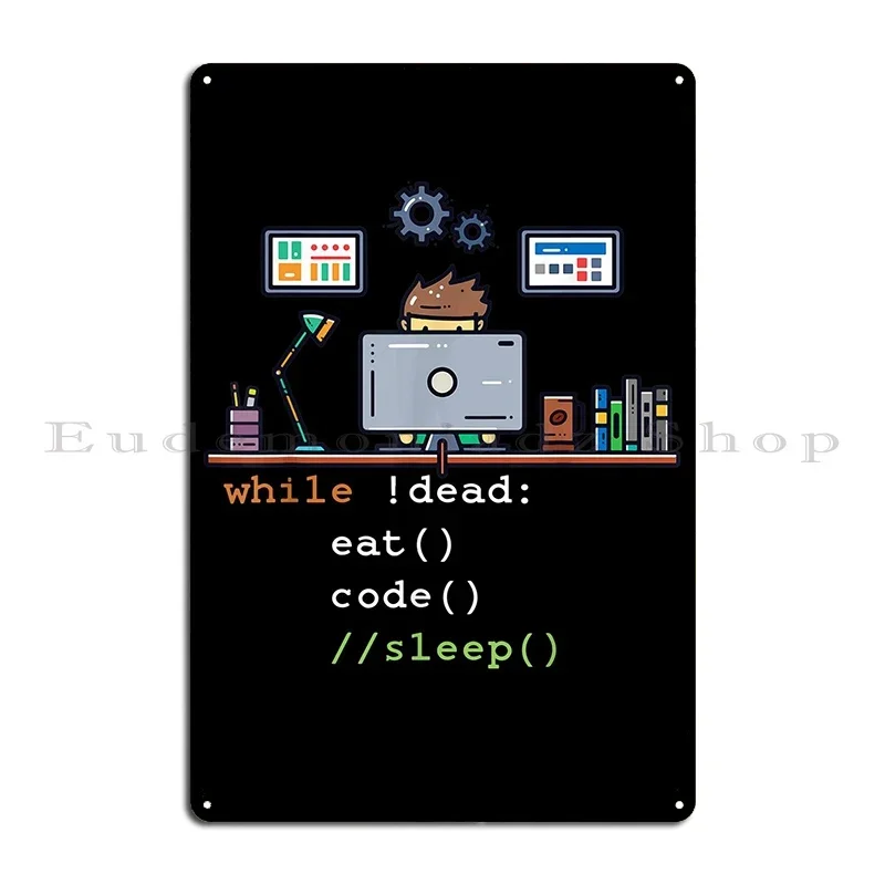 Programmer Eat Code Sleep Metal Plaque Rusty Garage Plaques Bar Cave Custom Classic Tin Sign Poster