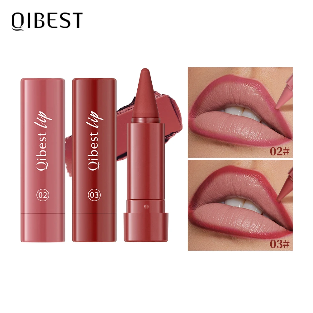 QIBEST6 Farbe, langlebig, einfach zu färben, matt, Wirbel-Lippenstift, Bleistift, natürlich, wasserfest, Schweiß-Lippenstift, Lipliner