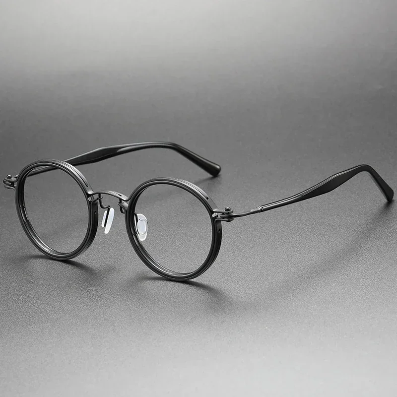 

Round Acetate Titanium Optical Frame Handmade Men Korea Luxury Eyeglass Vintage Eyewear Customize Myopia Hyperopia Lenses