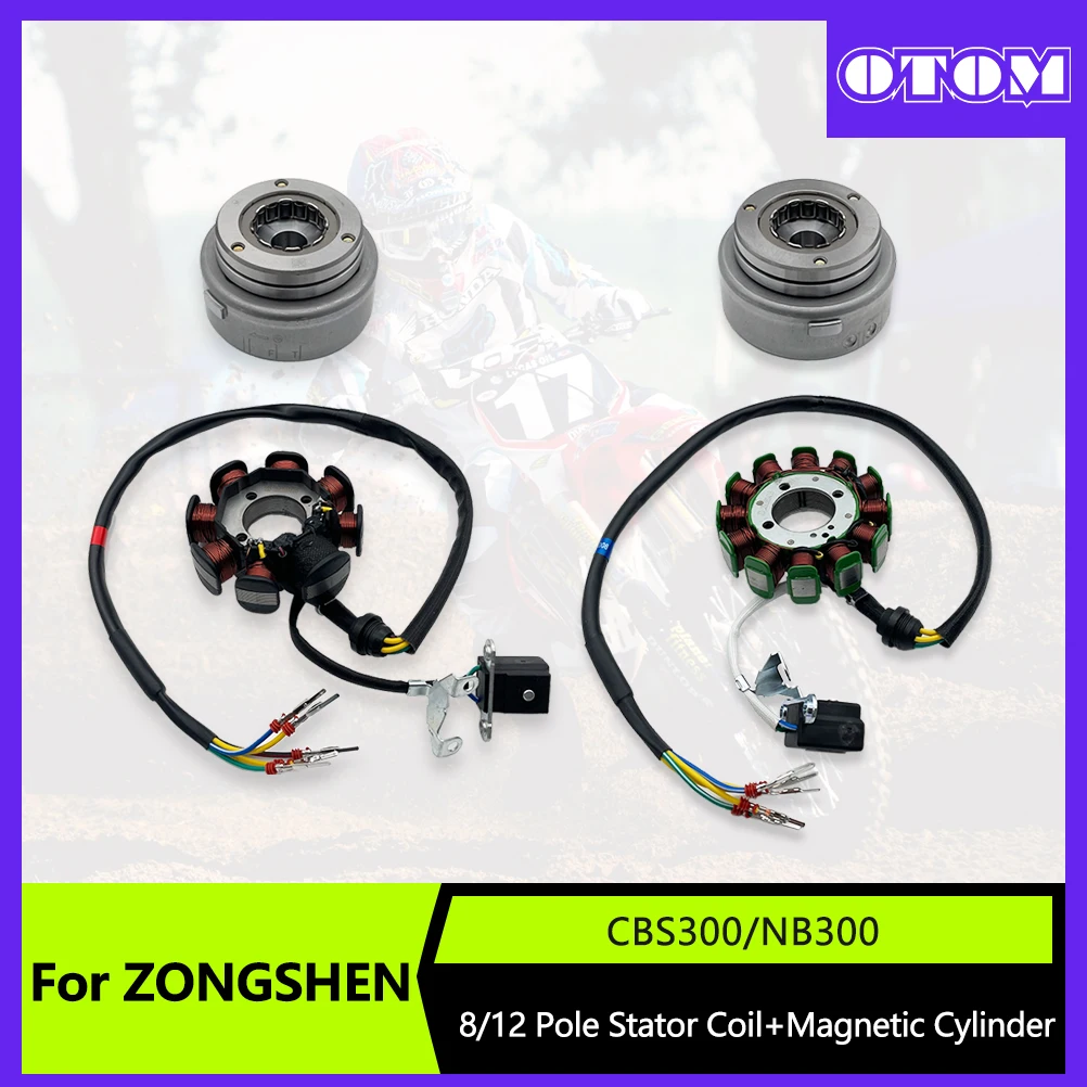 

OTOM Motocross Stator Coil Magneto and Sprag Clutch Kit For ZONGSHEN NB300 CBS300 ZS174MN-3 Engine 8/12 Pole Magneto Assembly