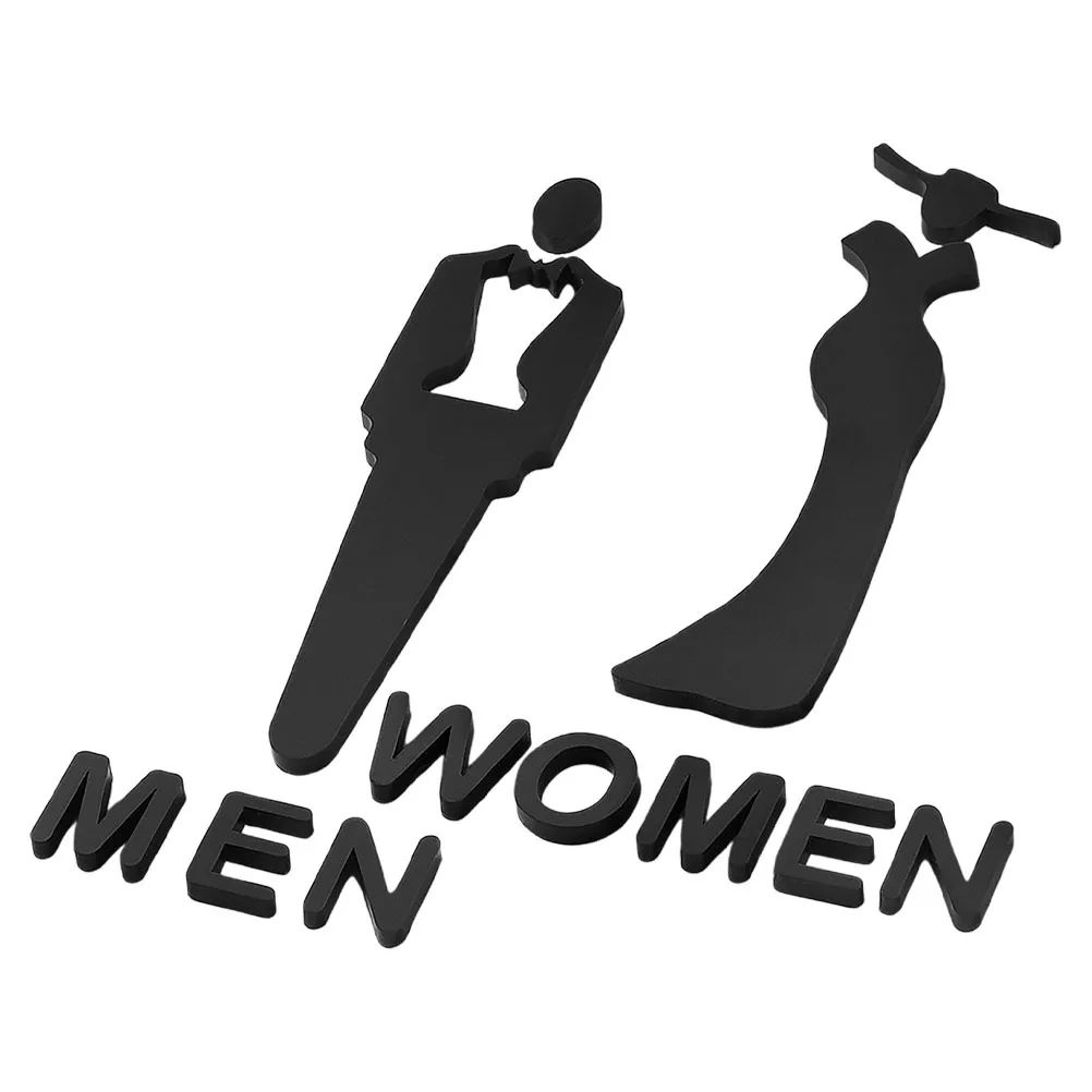 

2Pcs Acrylic Bathroom Signs Men Women Restroom Decor Easy Install Wall Door Adhesive Modern Design Bathroom Door Signs