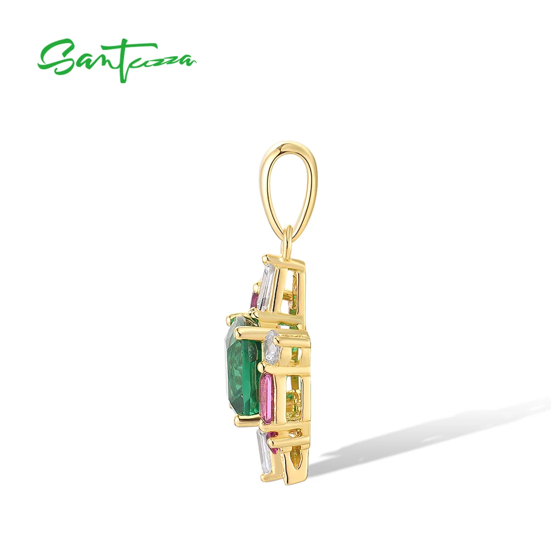 SANTUZZA Authentic 925 Sterling Silver Pendant for Women Sparkling Colorful Elegant Wedding Anniversary Gifts Fine Jewelry Sets