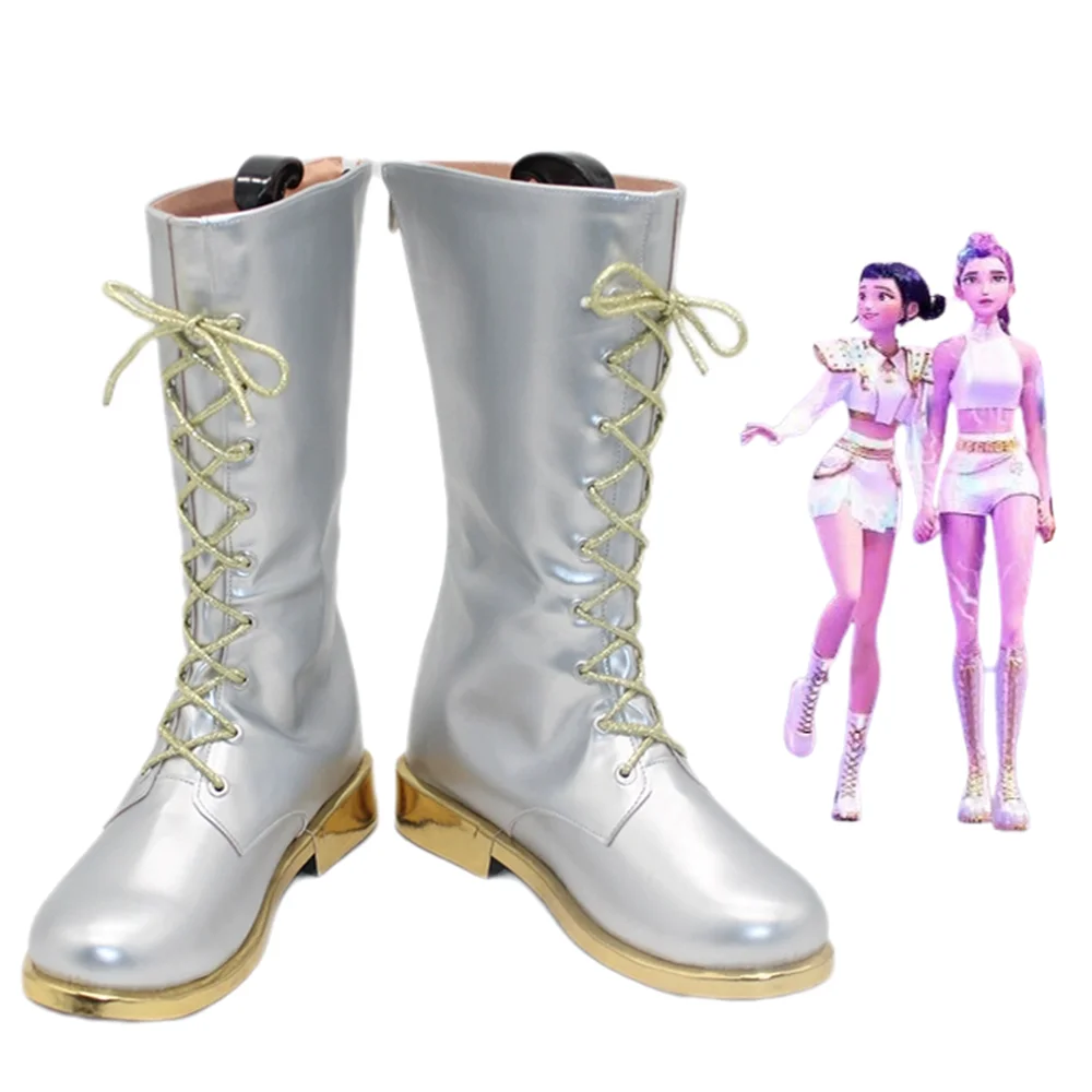

KPOP Demon Hunters Cosplay Zoey Rumi Shoes Silvery Boots Role Play Performance Props For Girls Halloween Costume Accessorie