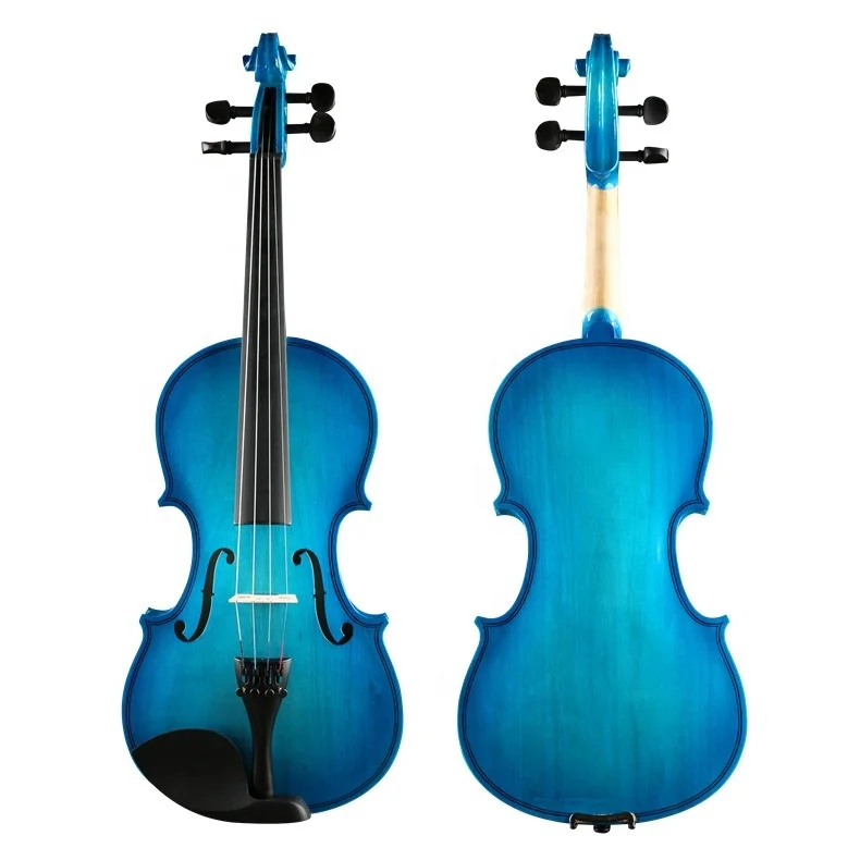 Blue Polywood Student Violin Multiple Sizes 4/4 3/4 1/2 1/4 1/8 Wooden String Instrument For Kids Adult Music Beginners Learning