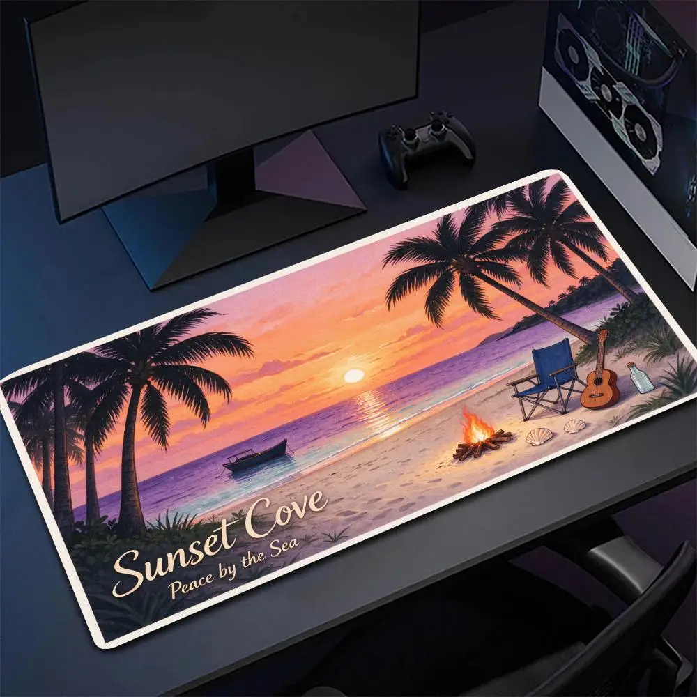 Double Sail Boat Sea Cruise Table Mat Mouse Pad Large Size Non Slip Rubber Base For Nautical Theme Office