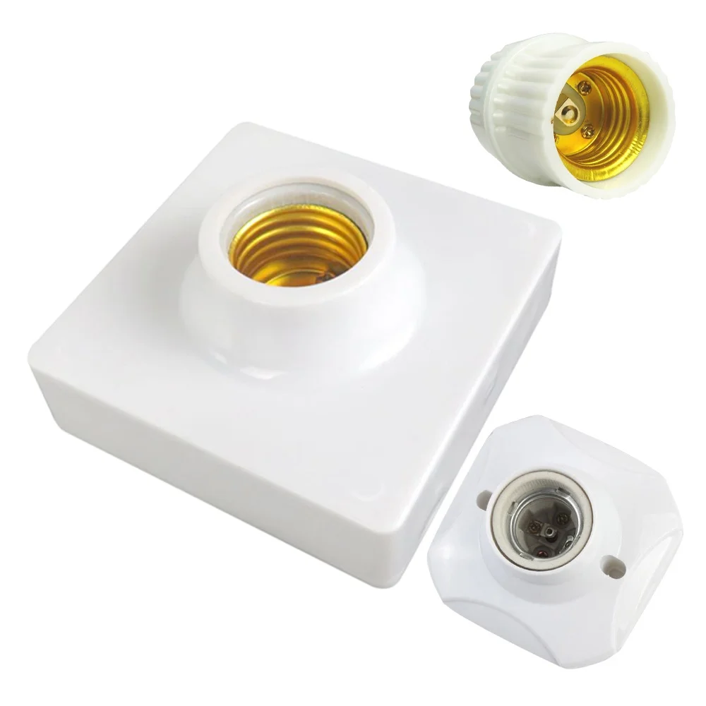 

E27 Light Socket with On/Off Switch - Easy Wire Installation for Garage, Balcony Lighting (White, 1-Pack)