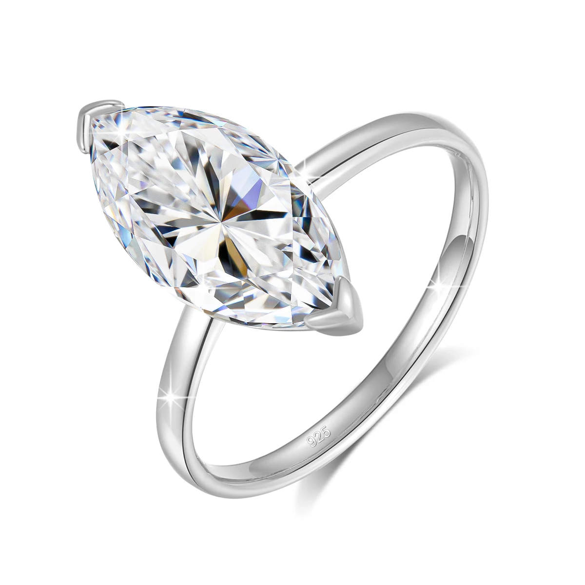 Szjinao 2.5ct Marquise Cut Moissanite Ring Brilliant Cut Solid 925 Sterling Silver Diamond Jewelry for Women DropShipping
