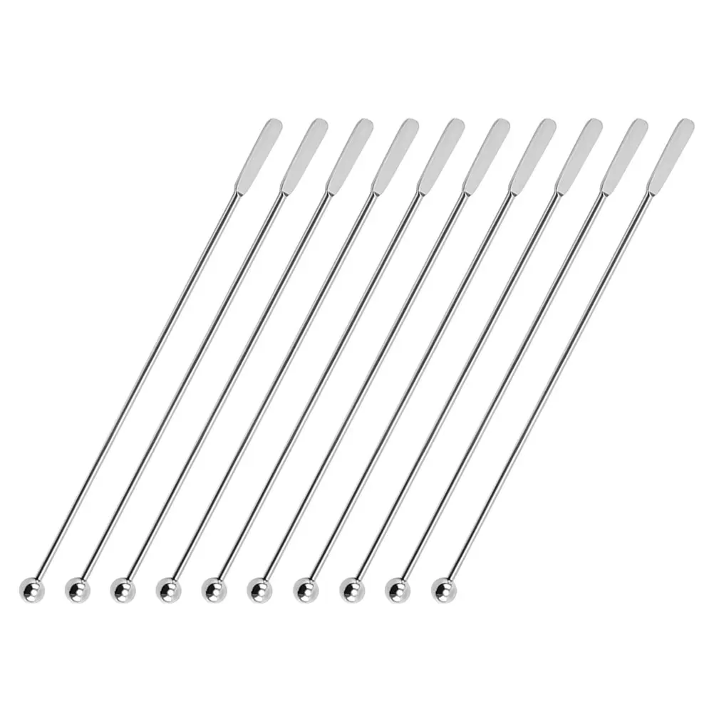 

10pcs Stainless Steel Cocktail Stirrers Strong Bar Coffee Mixer Swizzle Sticks Ball Top for Home Bar Use