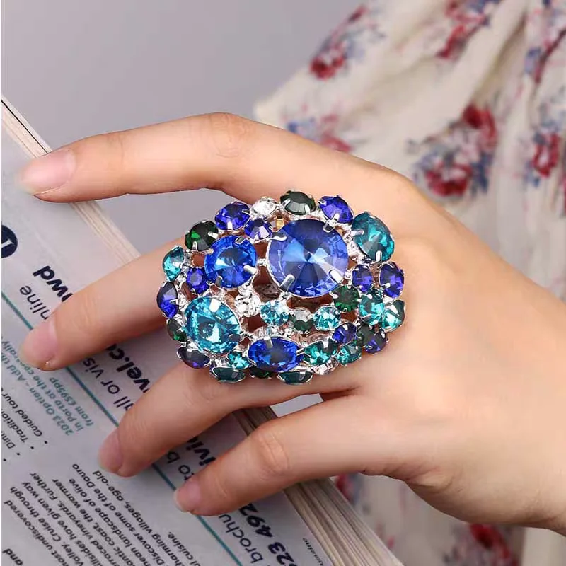 

Роскошное модное кольцо для ночного клуба, украшение для путешествий и фотосессий, кольцо на указательный палец с бриллиантом, из сплава, регулируемый размер