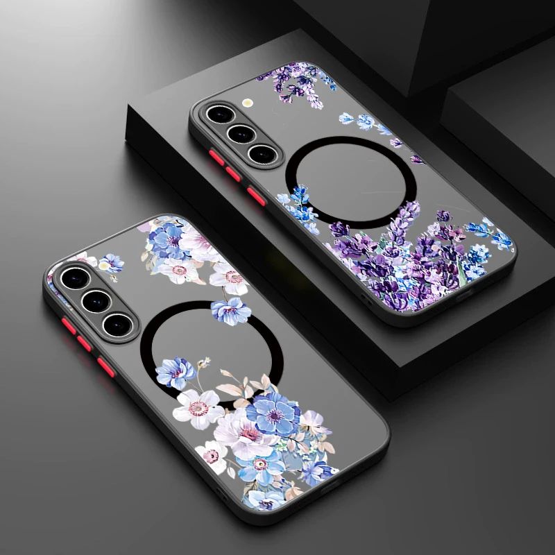 Blumenmuster Magnetische Handyhülle für Samsung Galaxy S26 S25 S24 S23 Ultra S25 S24 FE A17 A37 A56 A55 A36 A16 Acryl-Cover