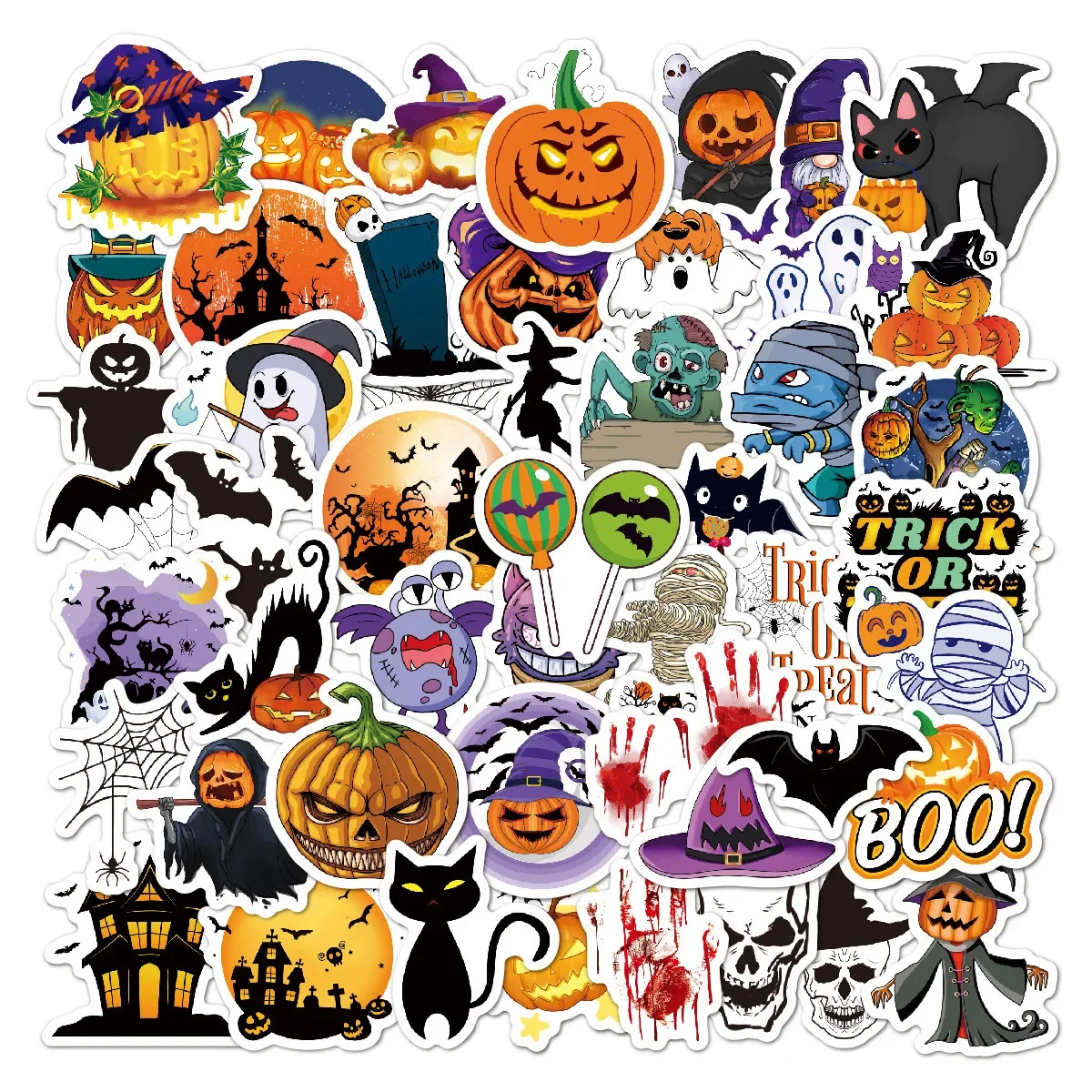 Hot Halloween Stickers Cartoon Graffiti Luggage Computer Notebook Decoration Pumpkin Candy Element Festival Party Gift  In Stock