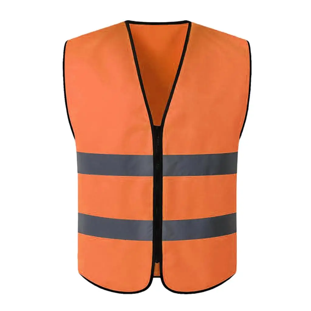 High Visibility Zipper Front Vest With Reflective Strips, Premium, 5 Colors Optional