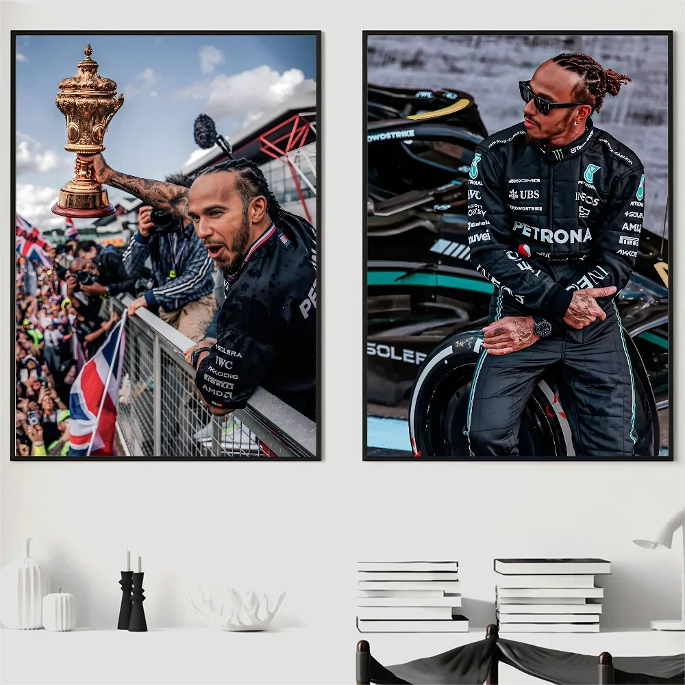 F1 بطل السباق الأسطوري شخصية L-Lewis هاميلتون المشارك ذاتية اللصق الفن ورق مقاوم للماء ملصق مقهى غرفة البار #5