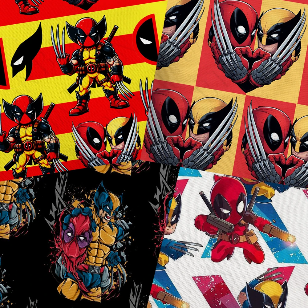 45X145cm deadpool wolverine Print Polyester cotton Material fabric Hat sofa mask Handmade DIY Hair accessories F4829