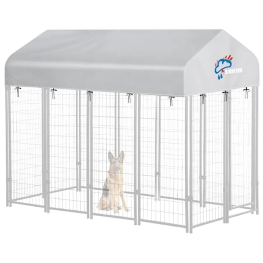 

Сменный чехол для уличного вольера для собак 8x4 фута, сверхпрочный, из ткани Оксфорд 600D, с защитой от солнца и дождя, верхний тент для игрового вольера, специальный солнцезащитный тент