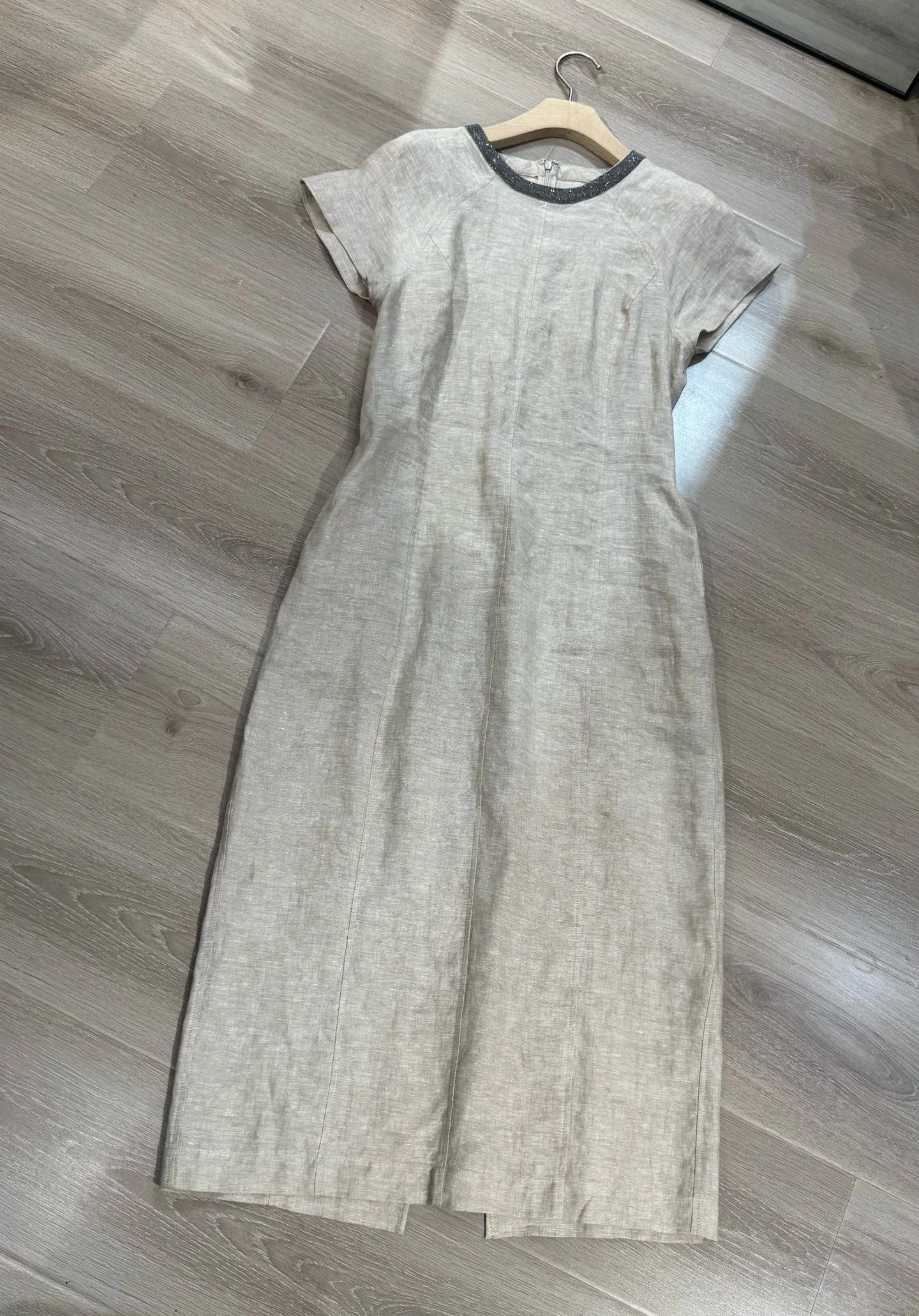 2025 Vestido de lino con cuentas nuevo de primavera y verano para mujer de alta calidad