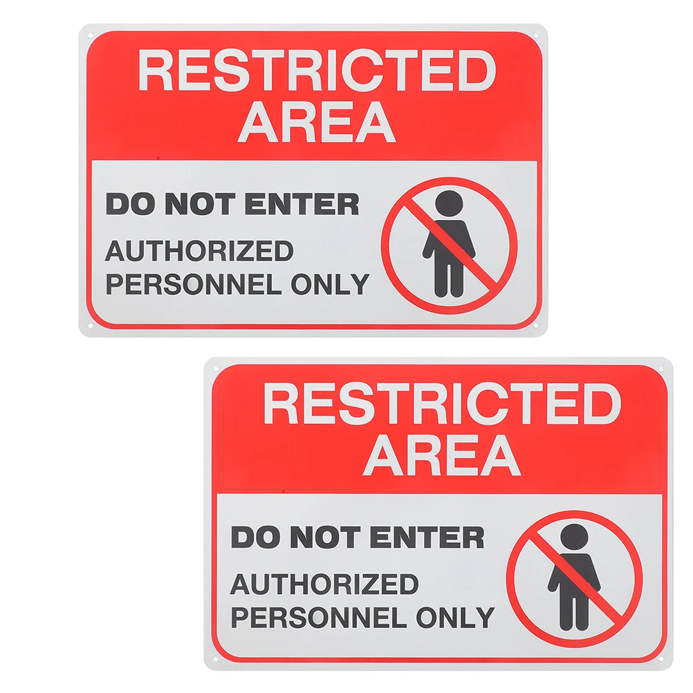 2pcs Warning For Outside: Keep Out No Entry Sign Metal Weatherproof Do Not Enter Caution Indicator Private Restricted Zone