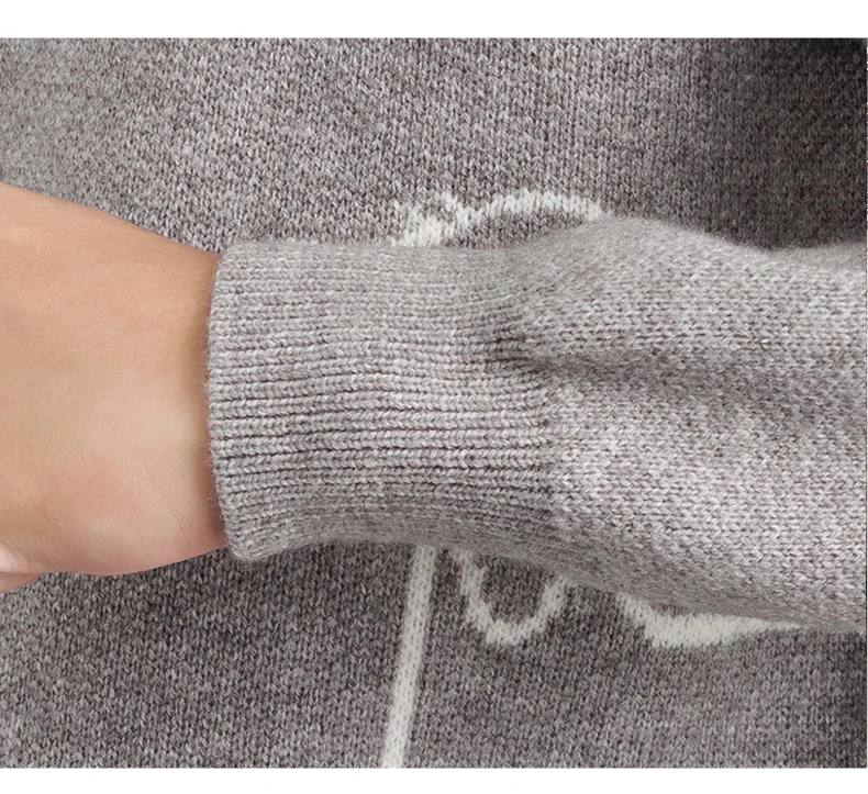 Luxus Marke Pullover Herren Herbst Winter Neue süße Welpen Druck Mode gestreifte Knopf Design Casual Warm Rund Stricken Sweater – Detail 22