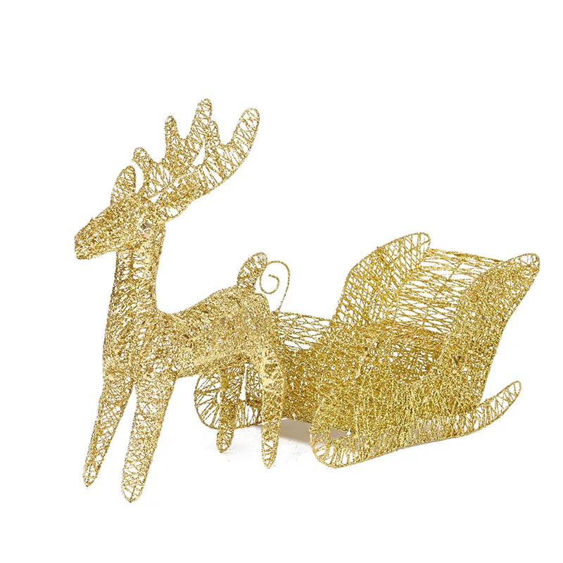 

Christmas Elk Sleigh Decor High Quality Iron Festive Prop Desktop Statue nament Christmas Tree Matching