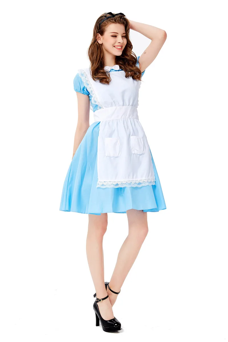 Costume da cameriera blu Halloween Fantasia Carnival Party Cosplay Maid Dress