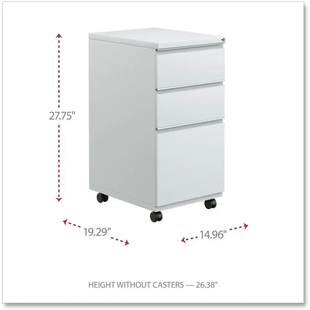 Gray Three-Drawer Pedestal with Full-Length Pull, 14.875 x 19.125 Inches
