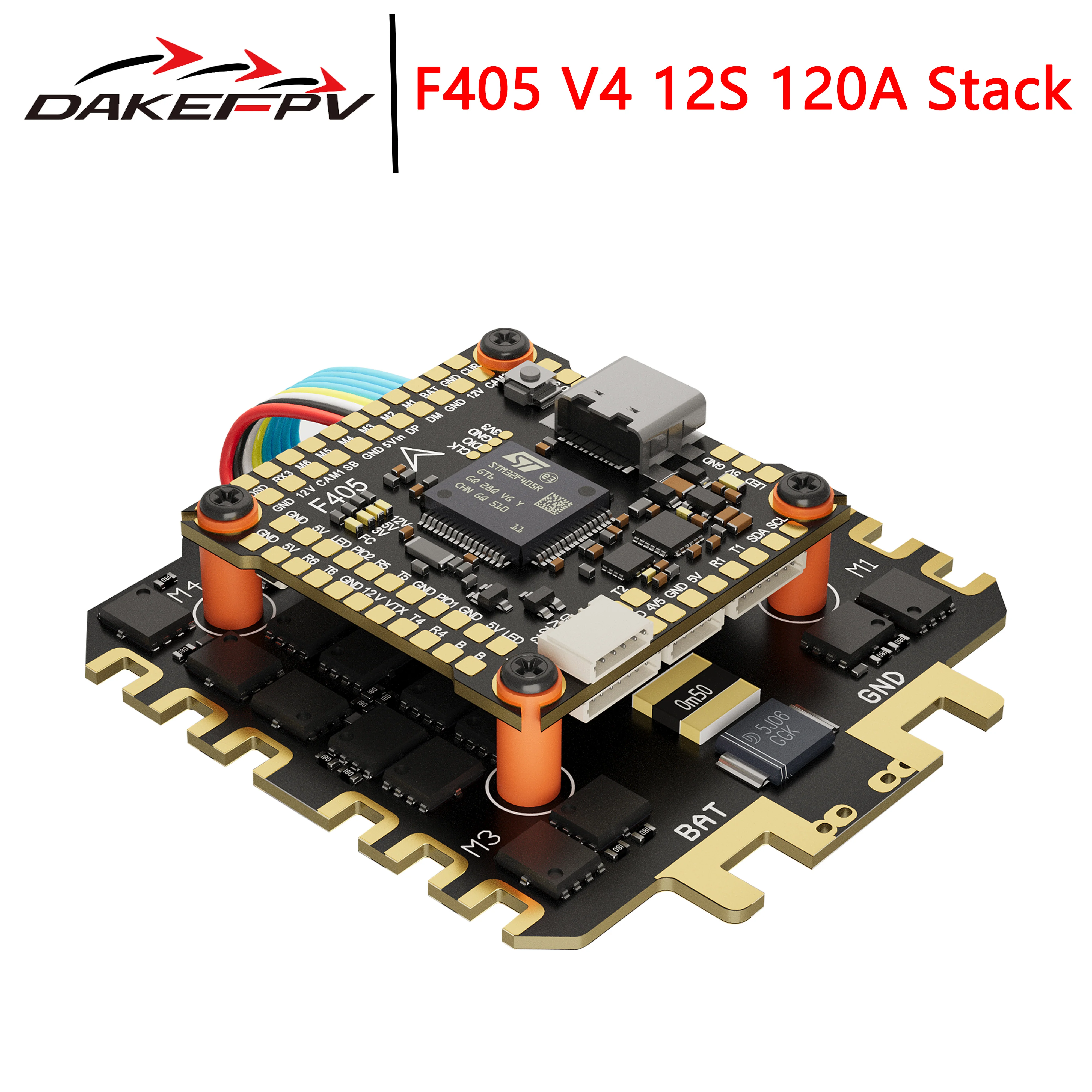 

DAKEFPV F405 V3 FC 12S 100A / 120A Stack Betaflight Ardupilot INAV F4 Flight controller for FPV Freestyle Drone Model