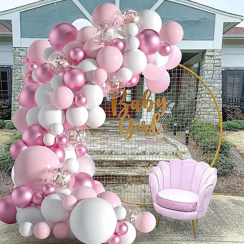 

Macaron Pink Balloon Garland Arch Baby Shower Valentines Day Happy Birthday Party Wedding Decoration Anniversaire Latex Baloon