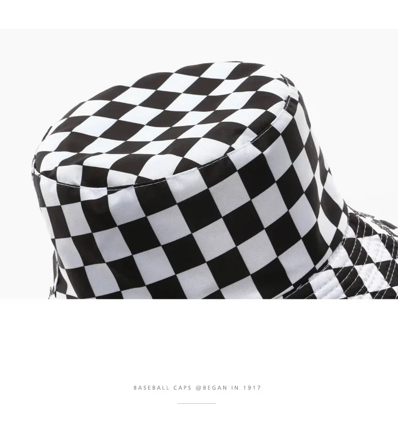 Doppelseitige karierte Eimerhüte für Damen und Herren, modische Persönlichkeit, Fischermütze, Outdoor-Sport, Reisen, Sonnenschutz, Bob-Hut, Gorra – Detail 9