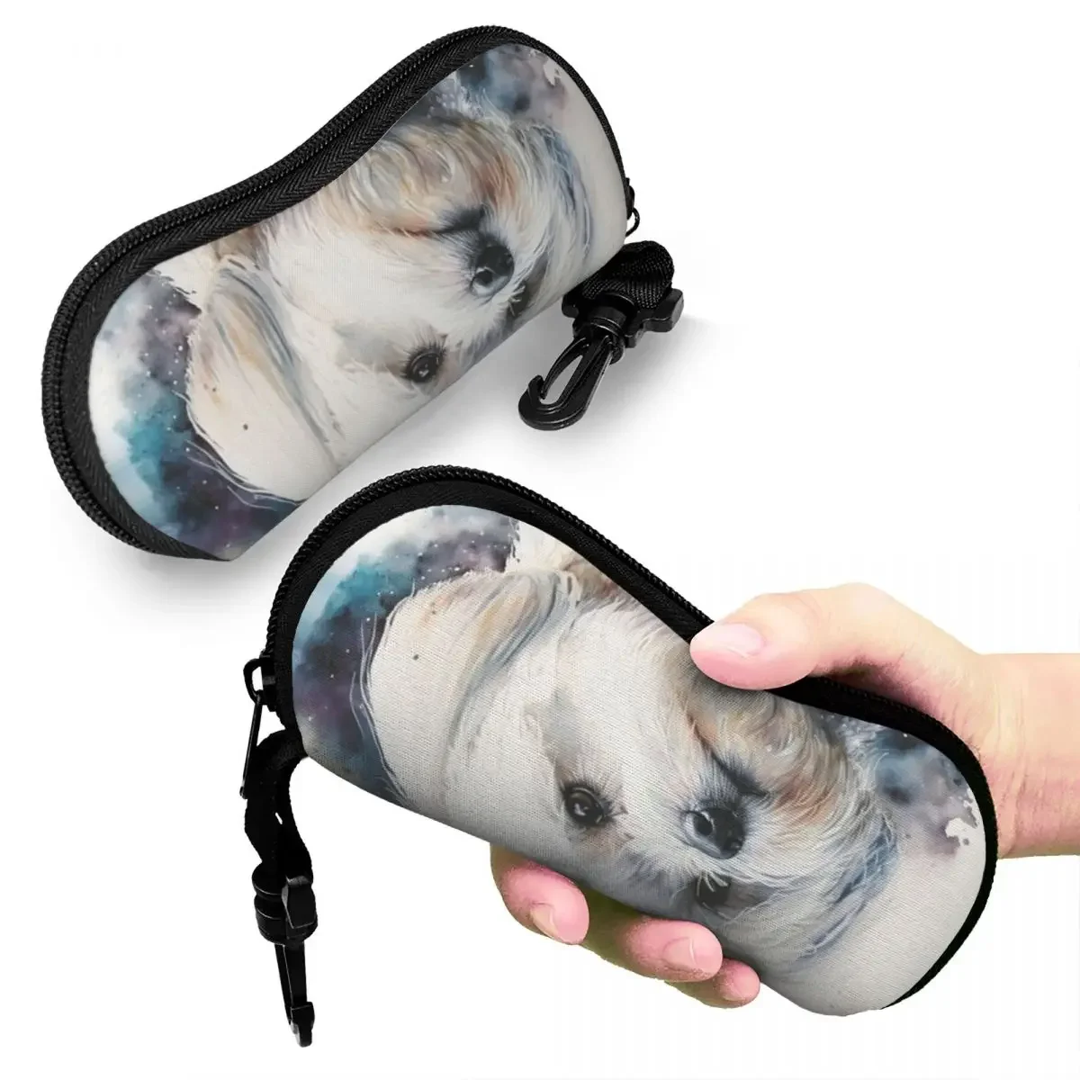 

Maltese Dog Art Shell Glasses Case Portable Sunglasses Box Women Men Soft Eyeglass Bag Pouch