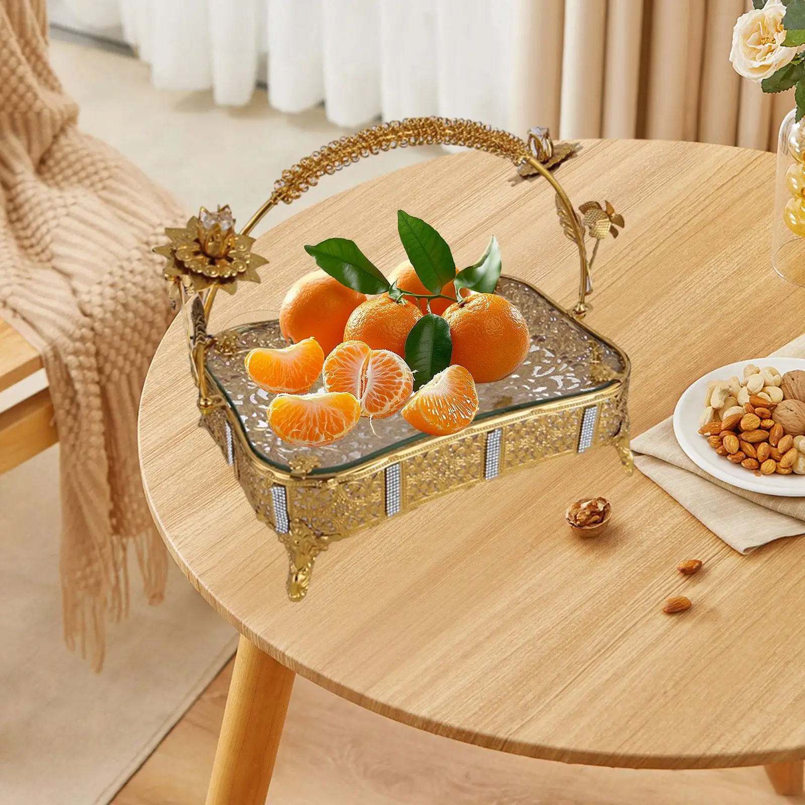 Fruit Basket Cupcake Dessert Display Large Fruit Plate Serving Tray Storage Tray for Farmhouse Centerpiece Counter Party Kitchen