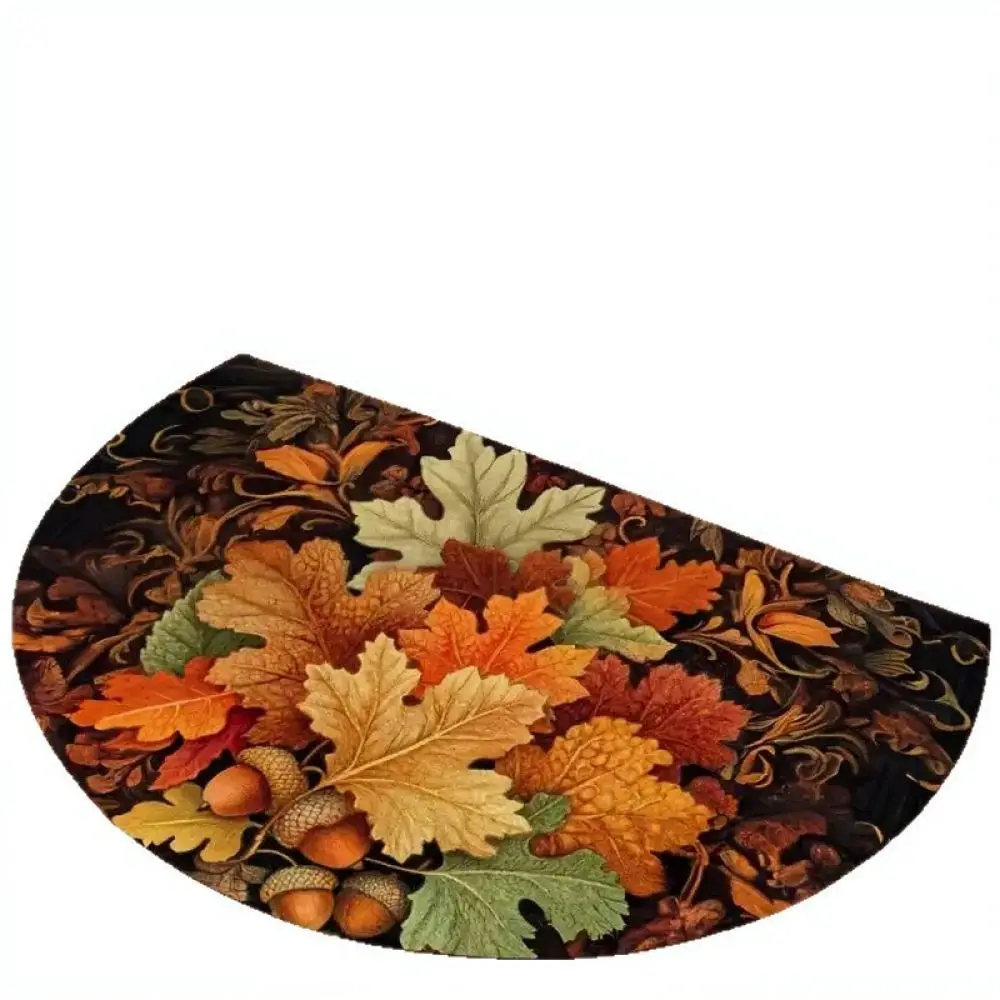Thanksgiving Harvest Pumpkin Rug Soft Crystal Velvet Floor Carpet Decorative Entryway Mat Anti Slip Home Door Pad