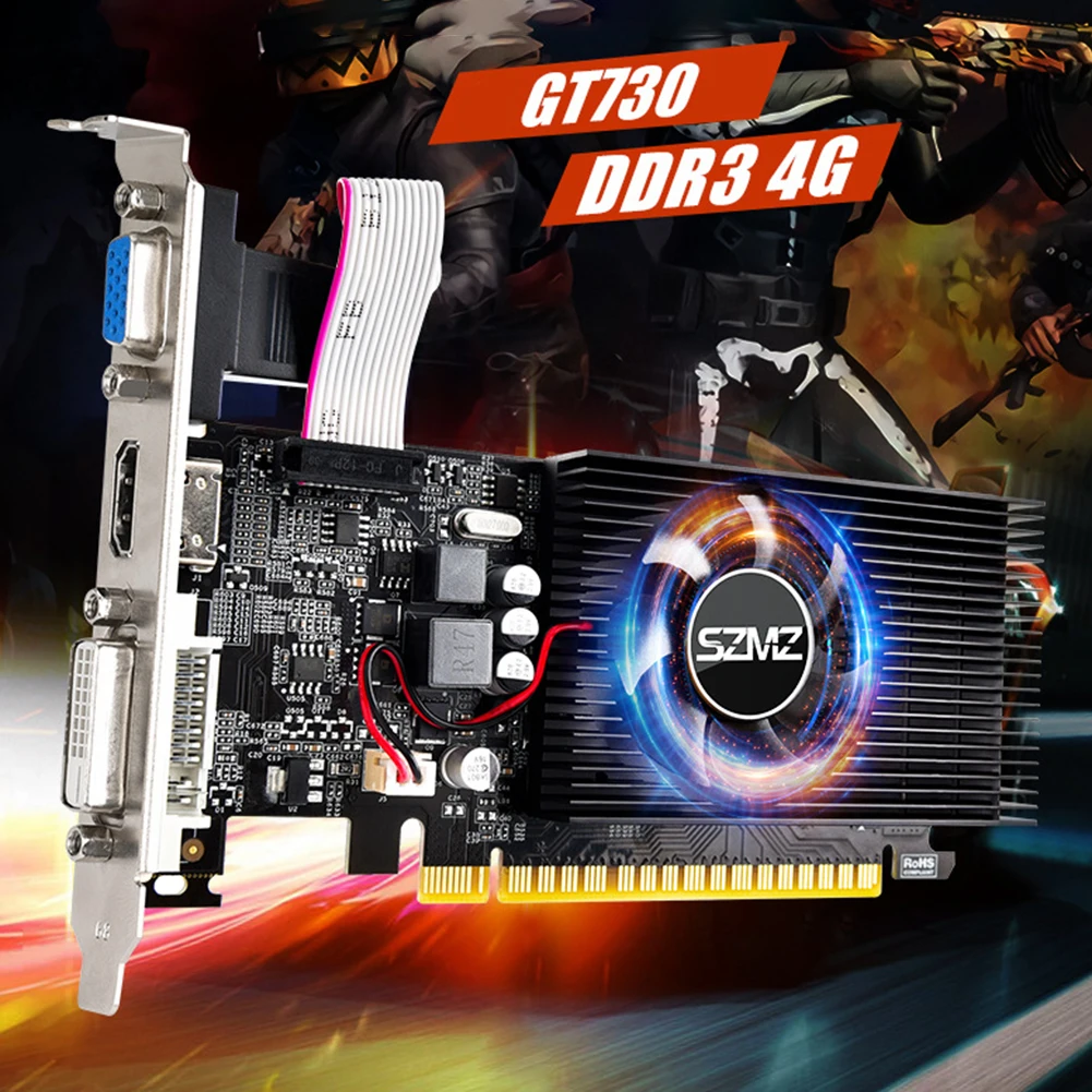 Placa gráfica de vídeo GT730 4GB DDR3, HD, VGA, DVI Port, PCI-E2.0, 16X, Jogos de computador, Ventilador mudo, GT610, 1G, 2G